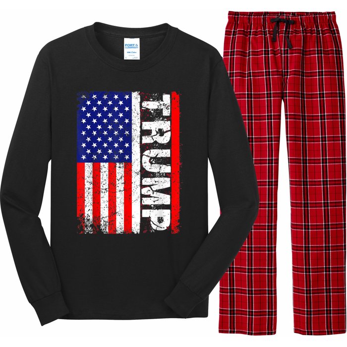 PRESIDENT Donald Trump Vintage USA Flag Long Sleeve Pajama Set