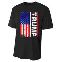 PRESIDENT Donald Trump Vintage USA Flag Performance Sprint T-Shirt