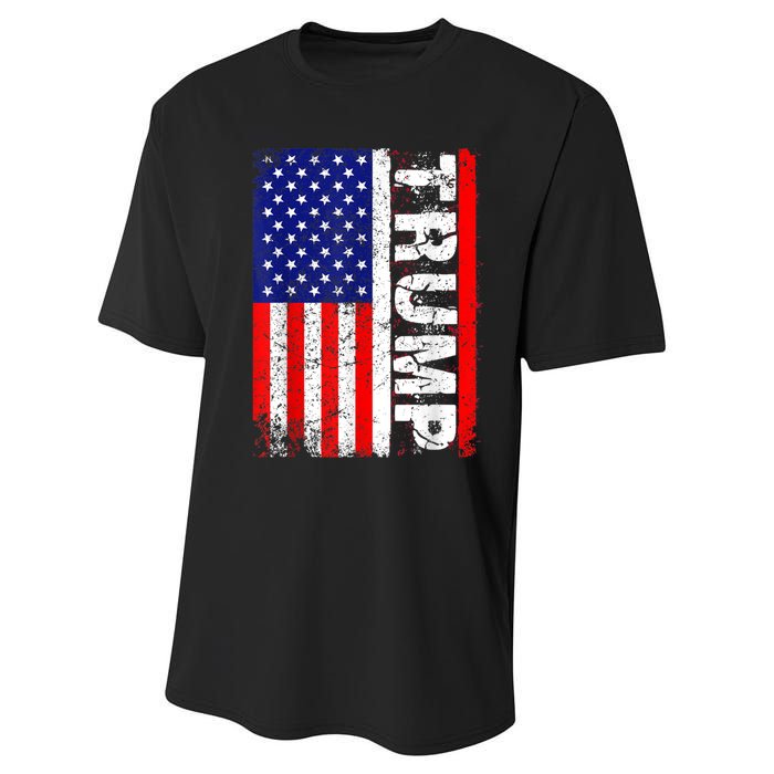 PRESIDENT Donald Trump Vintage USA Flag Performance Sprint T-Shirt