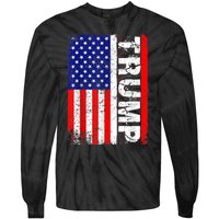 PRESIDENT Donald Trump Vintage USA Flag Tie-Dye Long Sleeve Shirt