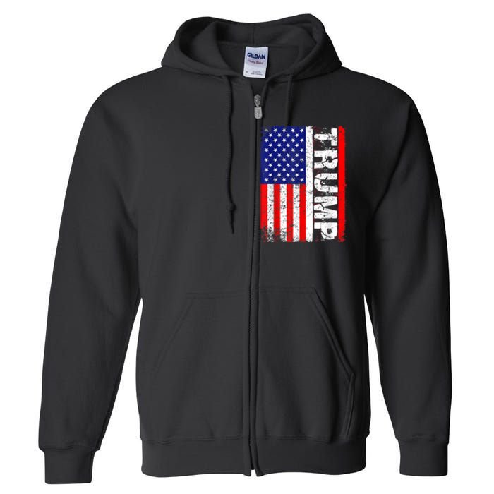 PRESIDENT Donald Trump Vintage USA Flag Full Zip Hoodie