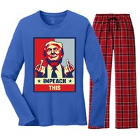 Pro Donald Trump Funny Gift Republican Conservative Impeach This Funny Gift Women's Long Sleeve Flannel Pajama Set 