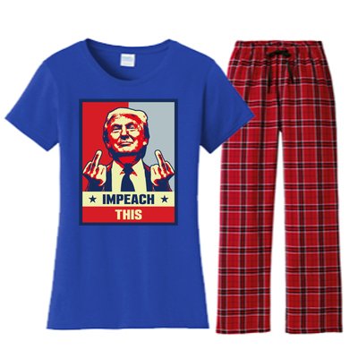 Pro Donald Trump Funny Gift Republican Conservative Impeach This Funny Gift Women's Flannel Pajama Set