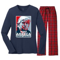 Pro Donald Trump Make America Great Again Poster Design Women's Long Sleeve Flannel Pajama Set 