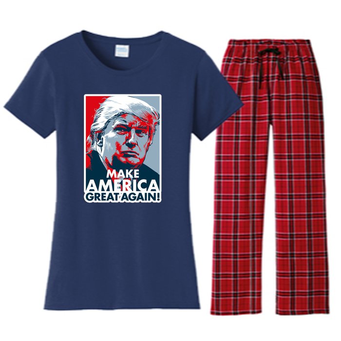 Pro Donald Trump Make America Great Again Poster Design Women's Flannel Pajama Set