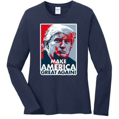 Pro Donald Trump Make America Great Again Poster Design Ladies Long Sleeve Shirt