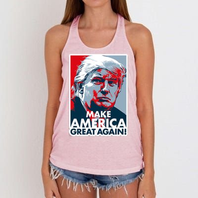 Pro Donald Trump Make America Great Again Poster Design Women's Knotted Racerback Tank