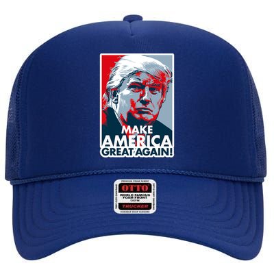 Pro Donald Trump Make America Great Again Poster Design High Crown Mesh Back Trucker Hat