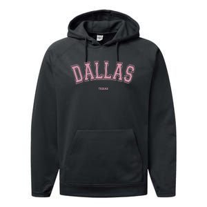 Pink Dallas Texas TX Varsity On Dallas Performance Fleece Hoodie