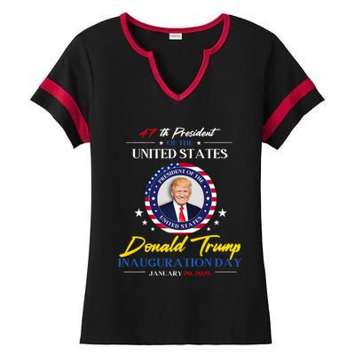 President Donald Trump Inauguration Day 2025 47th President Ladies Halftime Notch Neck Tee