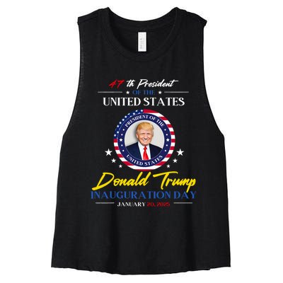 President Donald Trump Inauguration Day 2025 47th President Women's Racerback Cropped Tank