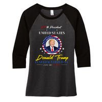 President Donald Trump Inauguration Day 2025 47th President Women's Tri-Blend 3/4-Sleeve Raglan Shirt