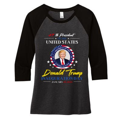 President Donald Trump Inauguration Day 2025 47th President Women's Tri-Blend 3/4-Sleeve Raglan Shirt