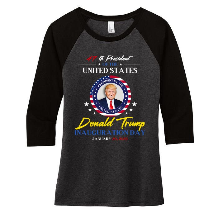 President Donald Trump Inauguration Day 2025 47th President Women's Tri-Blend 3/4-Sleeve Raglan Shirt