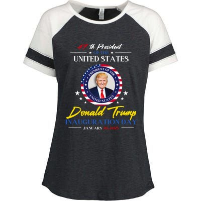 President Donald Trump Inauguration Day 2025 47th President Enza Ladies Jersey Colorblock Tee