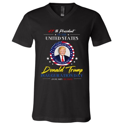 President Donald Trump Inauguration Day 2025 47th President V-Neck T-Shirt