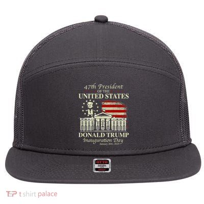 President Donald Trump Inauguration Day 2025 Memorabilia 7 Panel Mesh Trucker Snapback Hat