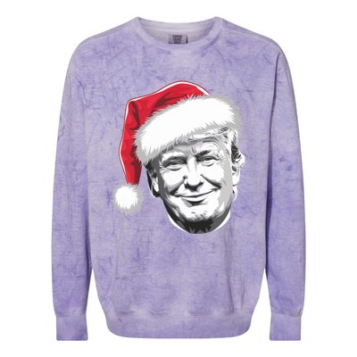 President Donald Trump Wearing A Christmas Santa Hat Xmas Cool Gift Colorblast Crewneck Sweatshirt