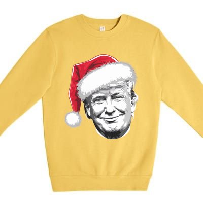 President Donald Trump Wearing A Christmas Santa Hat Xmas Cool Gift Premium Crewneck Sweatshirt