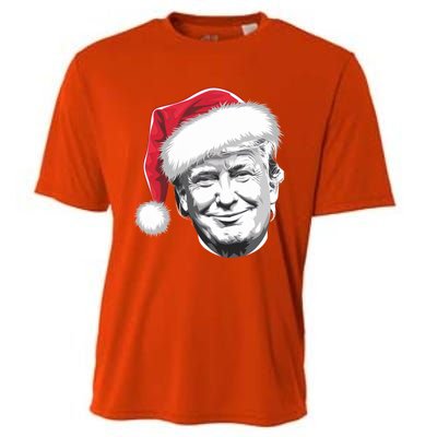 President Donald Trump Wearing A Christmas Santa Hat Xmas Cool Gift Cooling Performance Crew T-Shirt