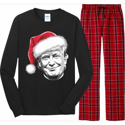 President Donald Trump Wearing A Christmas Santa Hat Xmas Cool Gift Long Sleeve Pajama Set