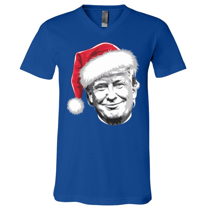 President Donald Trump Wearing A Christmas Santa Hat Xmas Cool Gift V-Neck T-Shirt