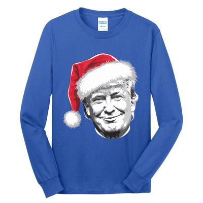 President Donald Trump Wearing A Christmas Santa Hat Xmas Cool Gift Tall Long Sleeve T-Shirt