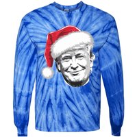 President Donald Trump Wearing A Christmas Santa Hat Xmas Cool Gift Tie-Dye Long Sleeve Shirt