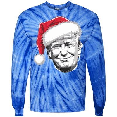 President Donald Trump Wearing A Christmas Santa Hat Xmas Cool Gift Tie-Dye Long Sleeve Shirt