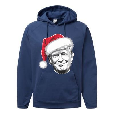 President Donald Trump Wearing A Christmas Santa Hat Xmas Cool Gift Performance Fleece Hoodie