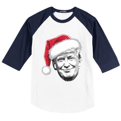 President Donald Trump Wearing A Christmas Santa Hat Xmas Cool Gift Baseball Sleeve Shirt