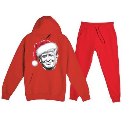 President Donald Trump Wearing A Christmas Santa Hat Xmas Cool Gift Premium Hooded Sweatsuit Set