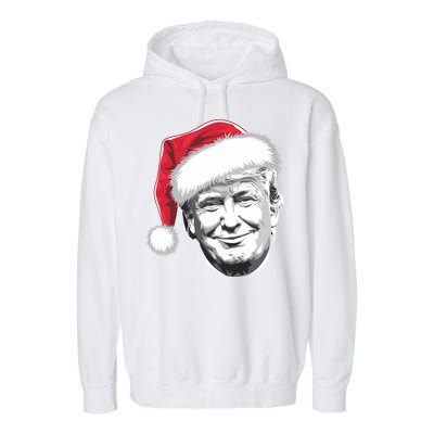 President Donald Trump Wearing A Christmas Santa Hat Xmas Cool Gift Garment-Dyed Fleece Hoodie