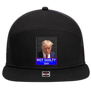 President Donald Trump Mugshot 2024 Not Guilty 7 Panel Mesh Trucker Snapback Hat