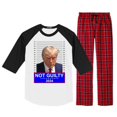 President Donald Trump Mugshot 2024 Not Guilty Raglan Sleeve Pajama Set