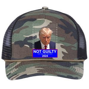 President Donald Trump Mugshot 2024 Not Guilty Retro Rope Trucker Hat Cap