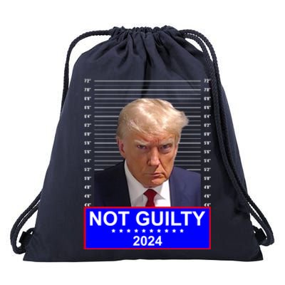 President Donald Trump Mugshot 2024 Not Guilty Drawstring Bag