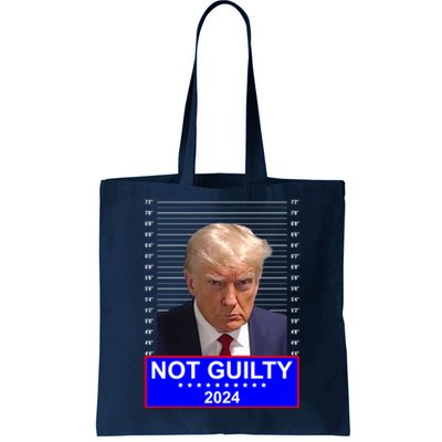 President Donald Trump Mugshot 2024 Not Guilty Tote Bag