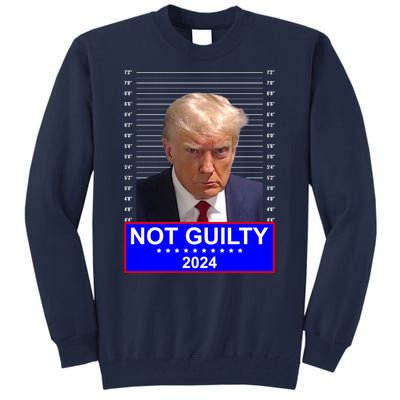 President Donald Trump Mugshot 2024 Not Guilty Tall Sweatshirt