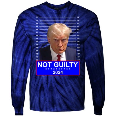 President Donald Trump Mugshot 2024 Not Guilty Tie-Dye Long Sleeve Shirt