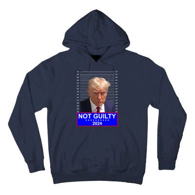 President Donald Trump Mugshot 2024 Not Guilty Tall Hoodie