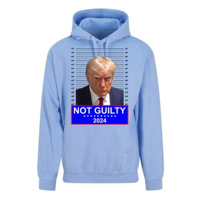 President Donald Trump Mugshot 2024 Not Guilty Unisex Surf Hoodie