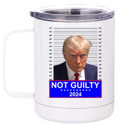 President Donald Trump Mugshot 2024 Not Guilty 12 oz Stainless Steel Tumbler Cup