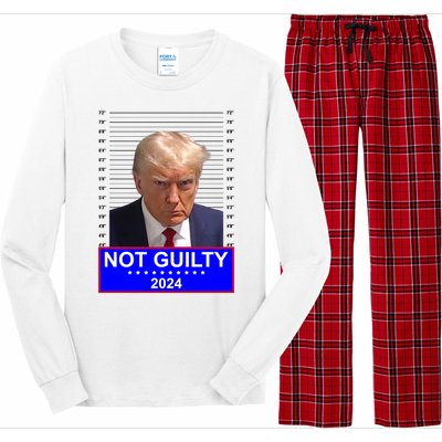 President Donald Trump Mugshot 2024 Not Guilty Long Sleeve Pajama Set