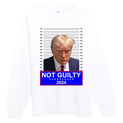 President Donald Trump Mugshot 2024 Not Guilty Premium Crewneck Sweatshirt