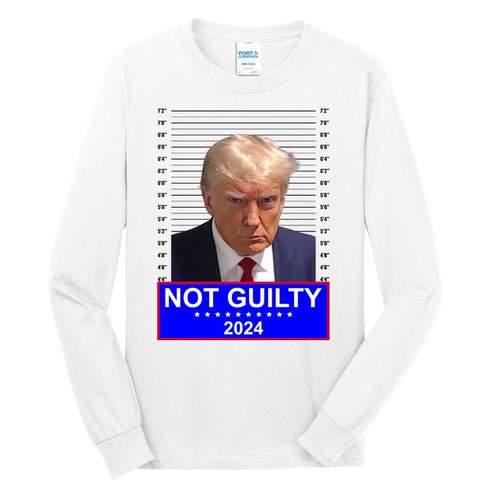 President Donald Trump Mugshot 2024 Not Guilty Tall Long Sleeve T-Shirt