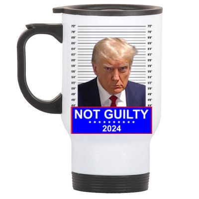 President Donald Trump Mugshot 2024 Not Guilty Stainless Steel Travel Mug