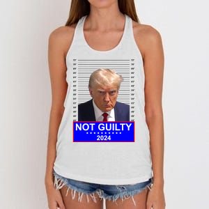 President Donald Trump Mugshot 2024 Not Guilty Women's Knotted Racerback Tank