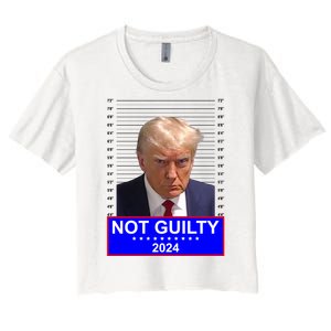 President Donald Trump Mugshot 2024 Not Guilty Women's Crop Top Tee