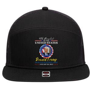 President Donald Trump Inauguration Day 2025 Memorabilia 7 Panel Mesh Trucker Snapback Hat